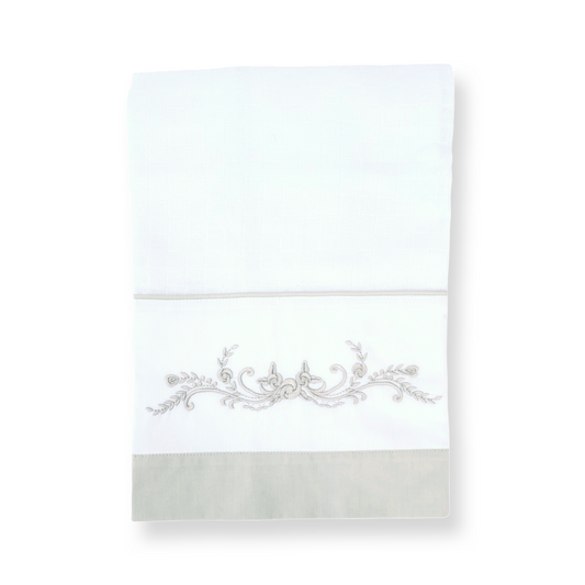 Embroidered Muslin Blanket in Sage