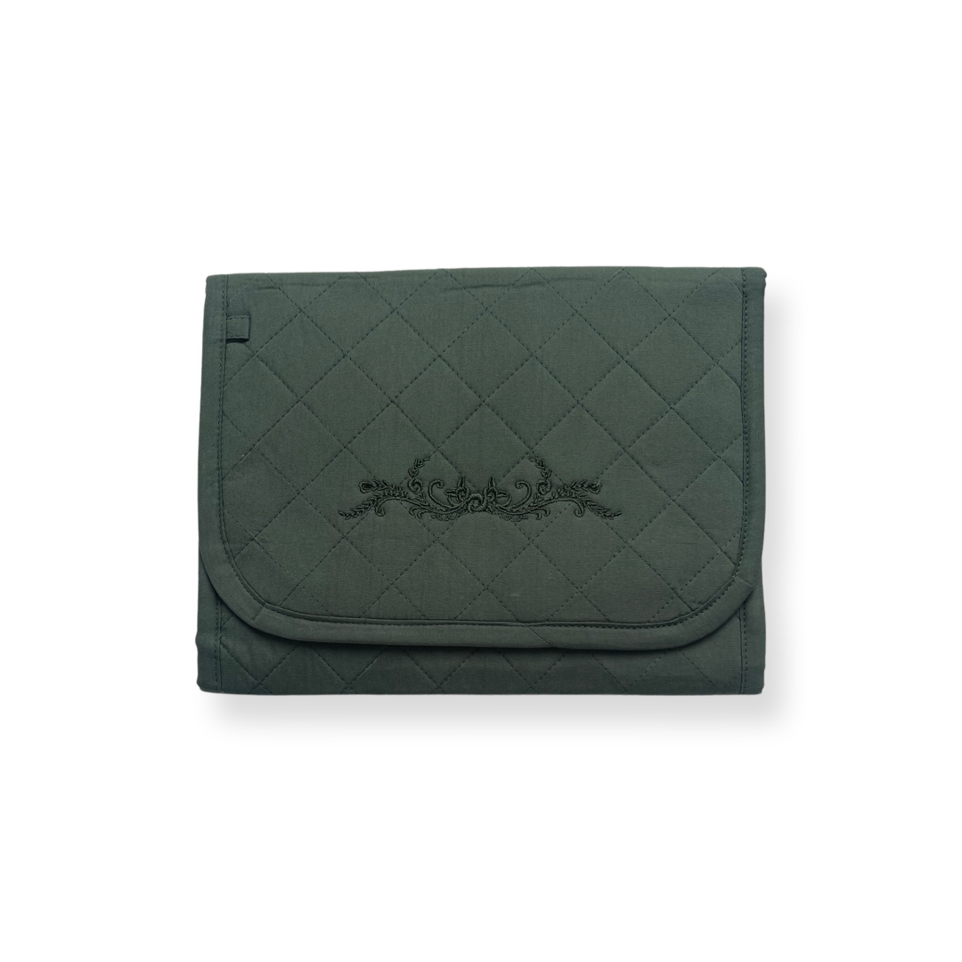 Embroidered Diaper Clutch in Olive Green